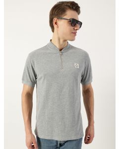 Grey  Mandarin Collar T-shirt