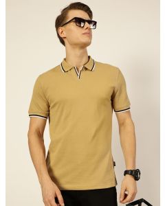 Beige  Polo Collar T-shirt