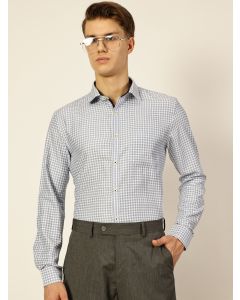 Blue  Premium Slim Fit Micro Checks Opaque Checked Formal Shirt