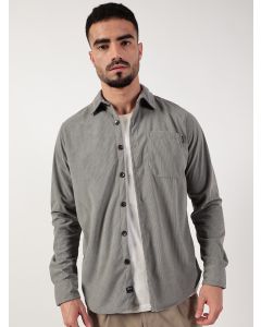 Grey Premium Spread Collar Corduroy Casual Shirt