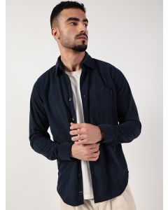 Navy Premium Spread Collar Corduroy Casual Shirt