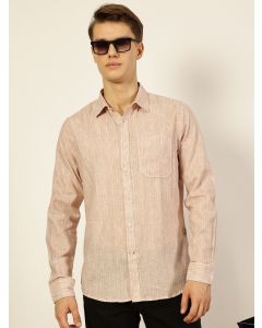 Fawn  Premium Spread Collar Solid Linen Slim Fit Casual Shirt