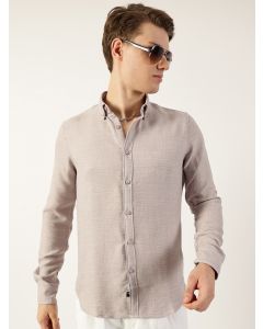 Light Grey  Classic Button-Down Collar Solid Slim Fit Casual Shirt