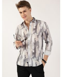 Grey  Premium Slim Fit Opaque Printed Casual Shirt