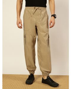 Beige Smart Loose Fit Easy Wash Cargos Trousers