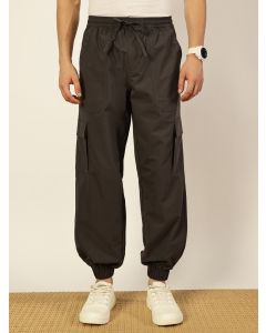 Dark Grey Smart Loose Fit Easy Wash Cargos Trousers