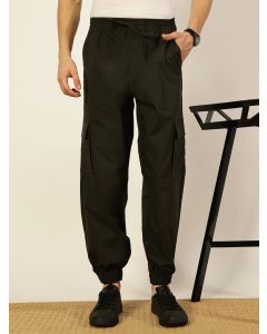 Olive Smart Loose Fit Easy Wash Cargos Trousers