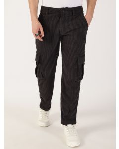 Grey Smart Regular Fit Corduroy Cargos