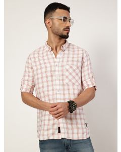 White  Premium Slim Fit Opaque Checked Casual Shirt