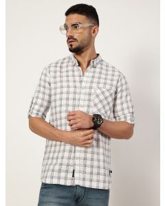 White1  Premium Slim Fit Opaque Checked Casual Shirt