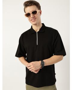 Black  Polo Collar Bio Finish T-shirt