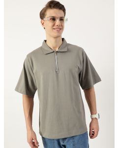 Light Grey  Polo Collar Bio Finish T-shirt