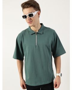 Sea Green  Polo Collar Bio Finish T-shirt