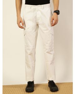 White  Smart Straight Fit Easy Wash Cargo Trouser