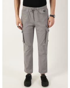Grey Relaxed Straight Fit Cargos Trousers