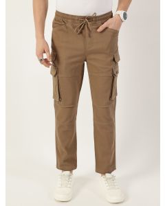 Khaki Relaxed Straight Fit Cargos Trousers