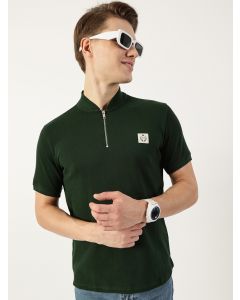 Bottle Green  Mandarin Collar T-shirt