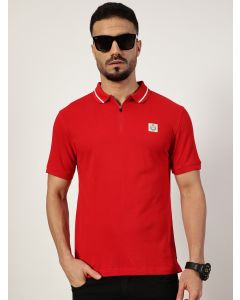 Red  Polo Collar T-shirt