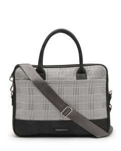 Men Checked PU Laptop Bag