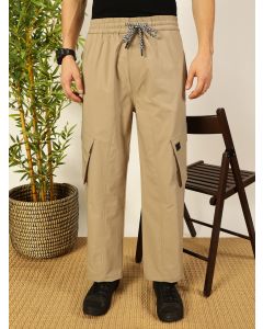Beige Smart Loose Fit Cargos Trousers