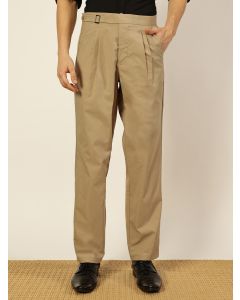 Beige Smart Pleated Regular Trousers