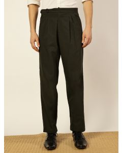 Olive Smart Regular Fit Pleated Trousers