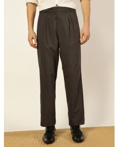 Dark Grey Smart Pleated Mid-Rise Trousers