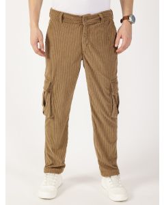 Khaki Smart Regular Fit Corduroy Cargos