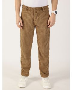 Brown Striped Smart Corduroy Cargos Trousers