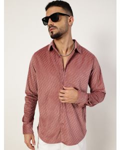 Pink Slim Fit Long Sleeves Textured Shirt