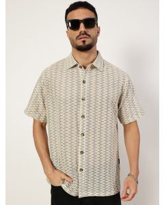 Blue Slim Fit Short Sleeves Striped Shirt