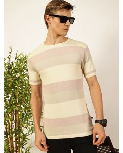 Men Pink Cotton Regular Fit Tshirt