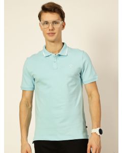 Light Blue Regular Fit Short Sleeves Solid Tshirt