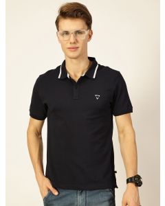 Navy Regular Fit Short Sleeves Solid Tshirt