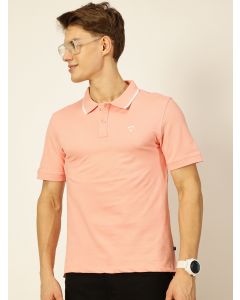 Pink Regular Fit Short Sleeves Solid Tshirt