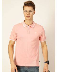 Pink Regular Fit Short Sleeves Solid Tshirt
