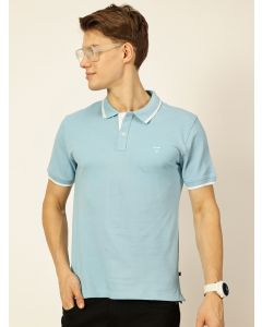 SkyBlue Regular Fit Short Sleeves Solid Tshirt
