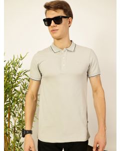 Grey Regular Fit Short Sleeves Solid Tshirt