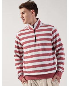 Pink Regular Fit Long Sleeves Striped Tshirt