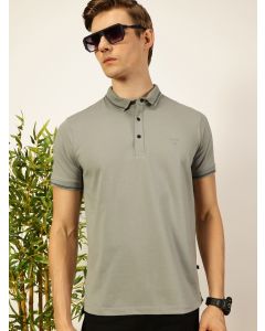 Grey Regular Fit Short Sleeves Solid Tshirt
