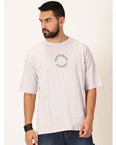 Men Lavender Printed Cotton Tshirt
