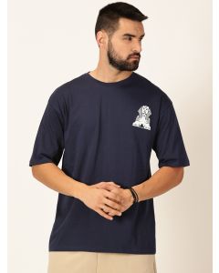 Men Navy Blue Oversized Cotton Tshirt