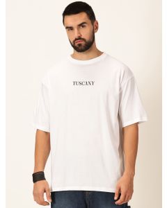 Men White Graphic Print Cotton Tshirt