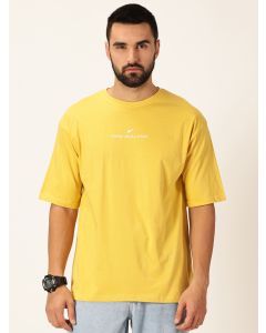 Men Yellow Graphic Print Pure Cotton Tshirt