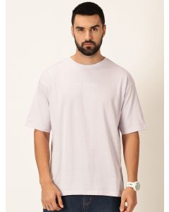 Men Lavender Printed Pure Cotton Tshirt