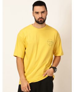 Men Yellow Graphic Print Cotton Tshirt