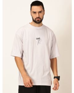 Men Lavender Printed Cotton Oversized Tshirt