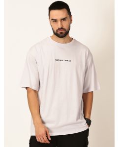 Men Lavender Printed Oversized Cotton Tshirt