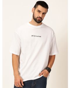 Men White Pure Cotton Oversized Tshirt