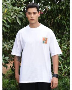 Men White Print Pure Cotton Tshirt